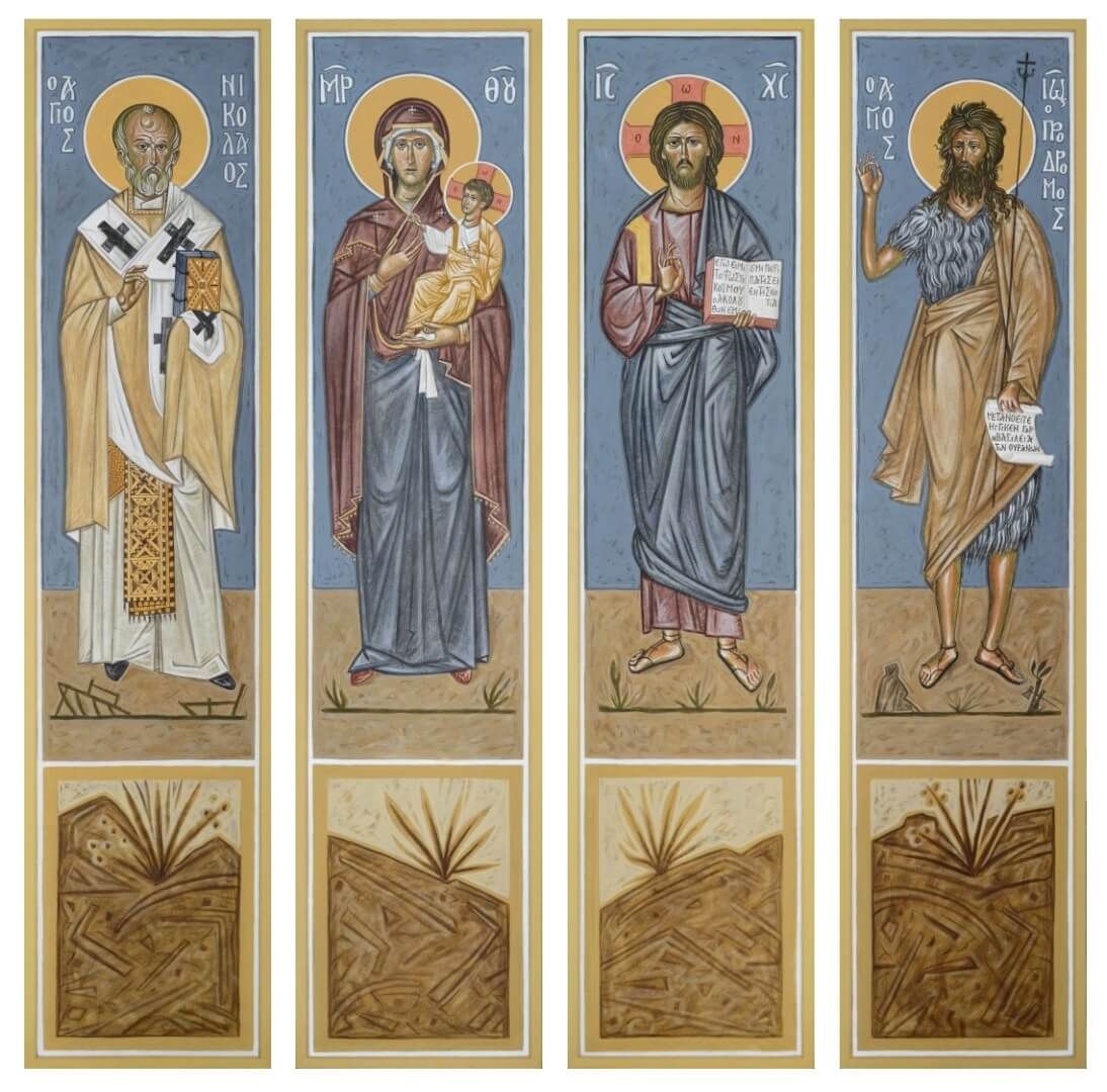 Τέμπλο, ακρυλικό σε ξύλο με ψευδοσοβά, 2014.